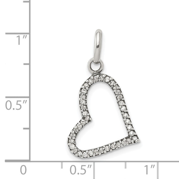 Sterling Silver Cubic Zirconia 20X15MM Heart Pendant-Chain Not Included