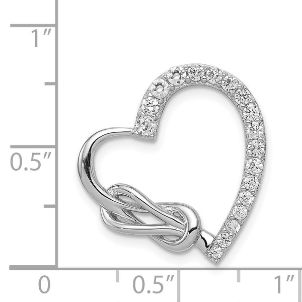 Sterling Silver Cubic Zirconia Heart Pendant-Chain Not Included