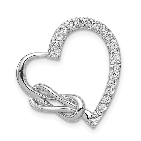 Sterling Silver Cubic Zirconia Heart Pendant-Chain Not Included