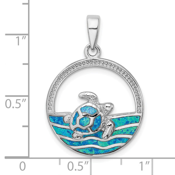 Sterling Silver Opal 33X22MM Turtle Pendant-Chain Not Included