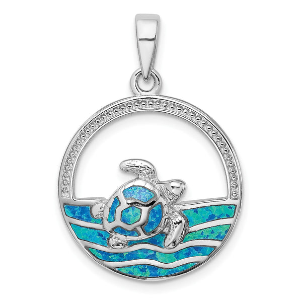 Sterling Silver Opal 33X22MM Turtle Pendant-Chain Not Included