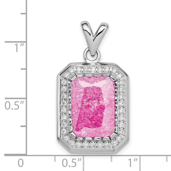 Sterling Silver Cubic Zirconia 20X16MM Halo Pendant-Chain Not Included