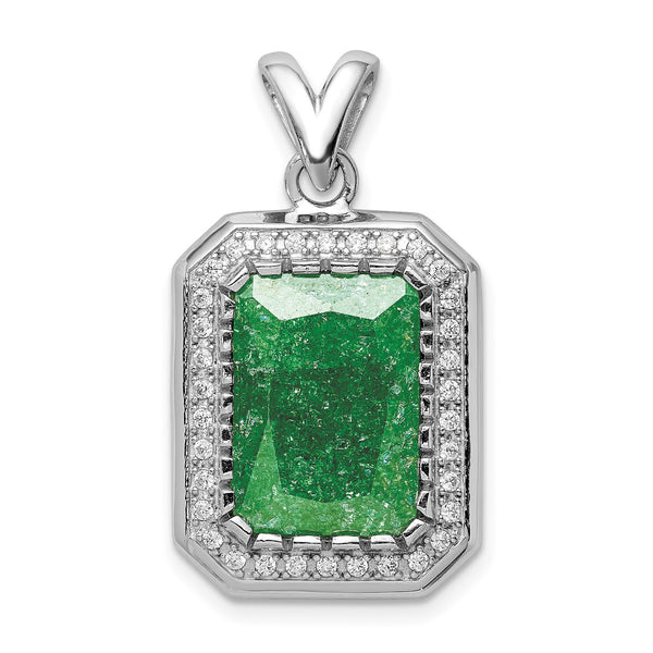 Sterling Silver Cubic Zirconia 20X16MM Halo Pendant-Chain Not Included