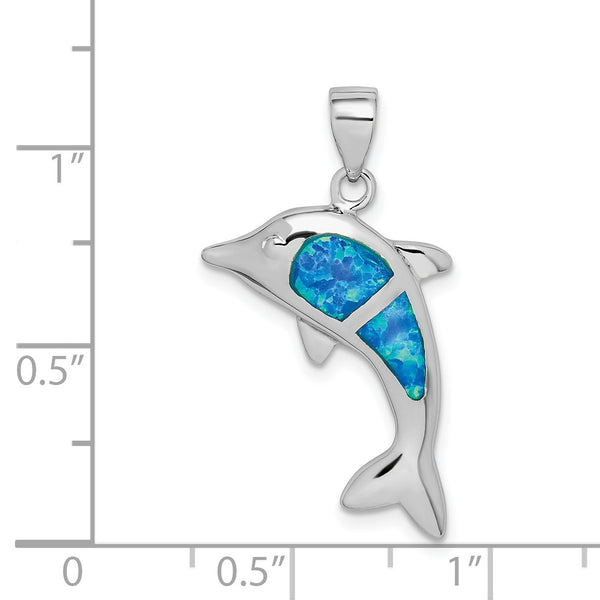 Sterling Silver Opal Dolphin Pendant-Chain Not Included