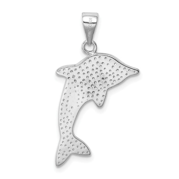Sterling Silver Opal Dolphin Pendant-Chain Not Included