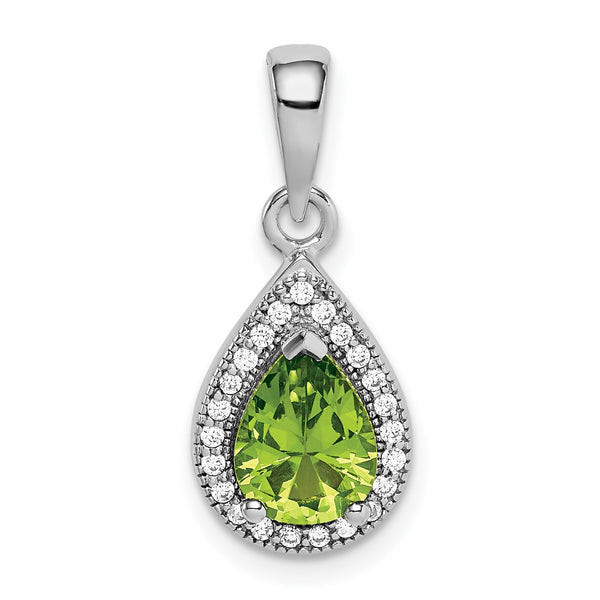 Sterling Silver Pear Cubic Zirconia Pendant-Chain Not Included