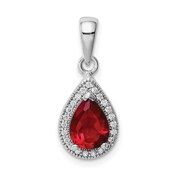 Sterling Silver Pear Cubic Zirconia Pendant-Chain Not Included