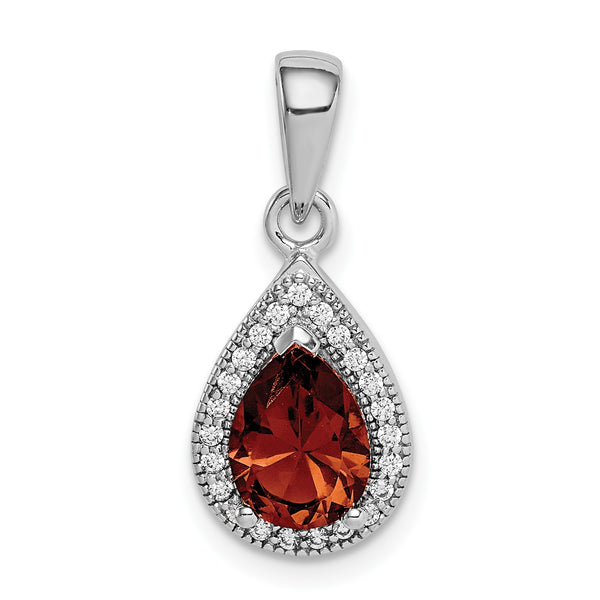 Sterling Silver Pear Cubic Zirconia Pendant-Chain Not Included