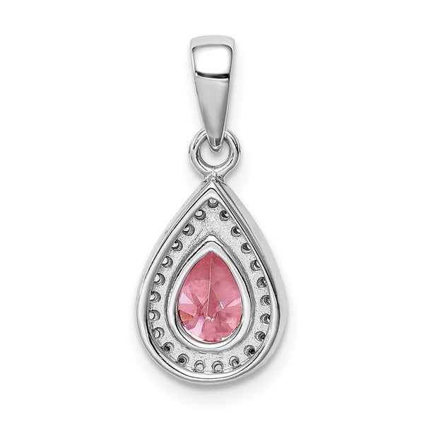 Sterling Silver Pear Cubic Zirconia Pendant-Chain Not Included