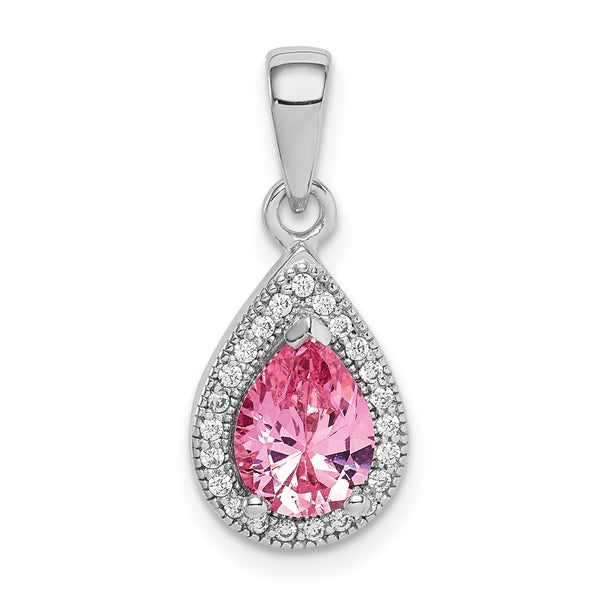 Sterling Silver Pear Cubic Zirconia Pendant-Chain Not Included