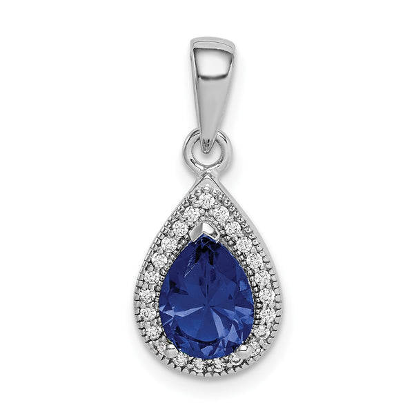 Sterling Silver Pear Cubic Zirconia Pendant-Chain Not Included