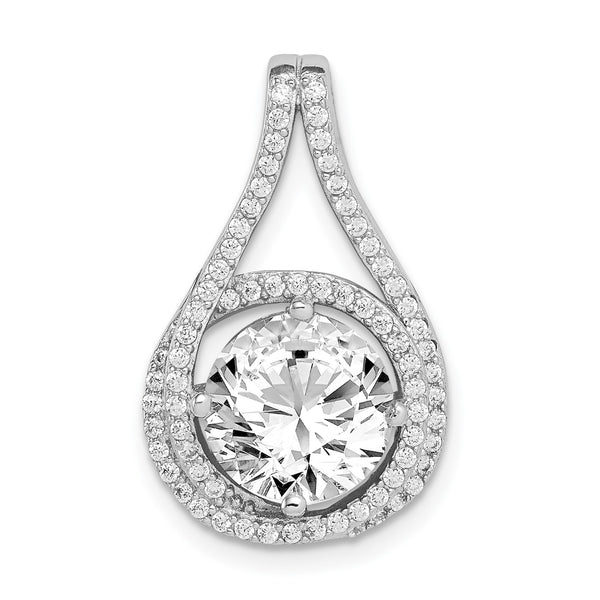 Sterling Silver Cubic Zirconia 23X14MM Pendant-Chain Not Included