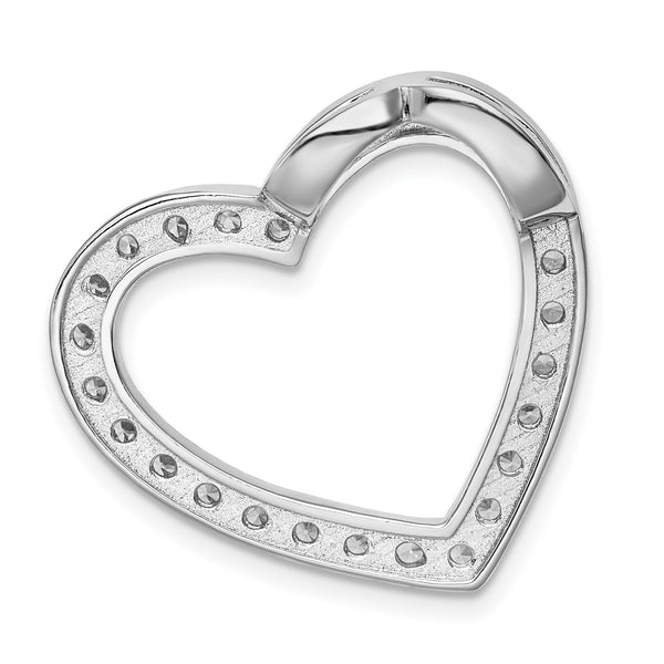 Sterling Silver Cubic Zirconia 23MM Heart Pendant-Chain Not Included