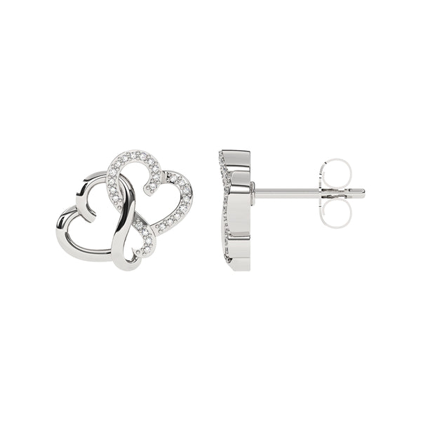 LoveSong 1/20 CTW Diamond Heart Stud Earrings in Sterling Silver