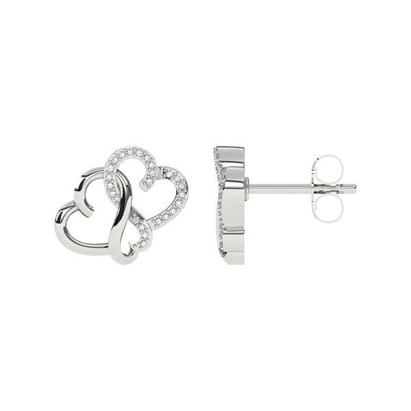 LoveSong 1/20 CTW Diamond Heart Stud Earrings in Sterling Silver