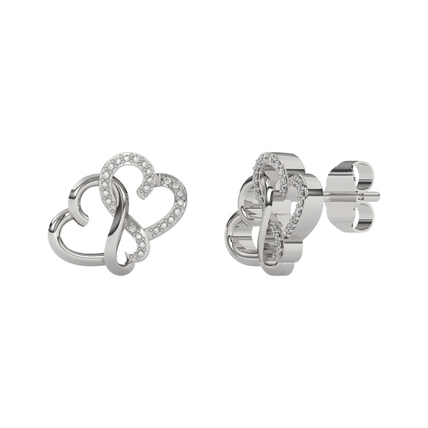 LoveSong 1/20 CTW Diamond Heart Stud Earrings in Sterling Silver