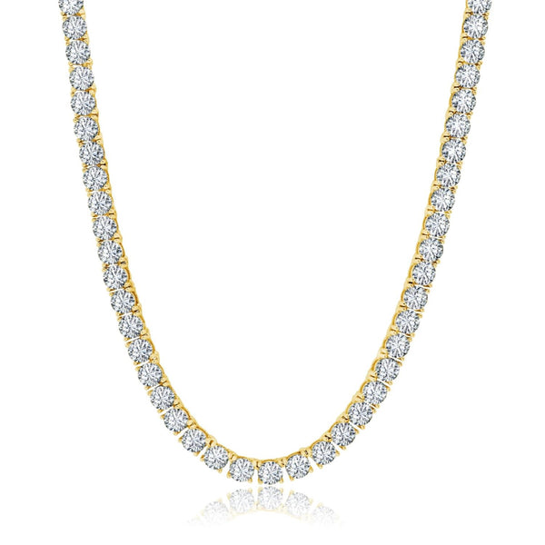 Luxe Layers 14KT Yellow Gold Plated Sterling Silver 3MM Round Cubic Zirconia 20" Tennis Necklace