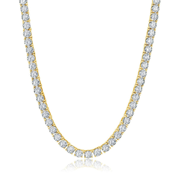 Luxe Layers 14KT Yellow Gold Plated Sterling Silver 5MM Round Cubic Zirconia 24" Tennis Necklace