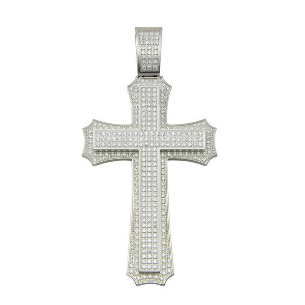 Luxe Layers Stainless Steel Cubic Zirconia Cross Extra Large Pendant-Chain Not Included