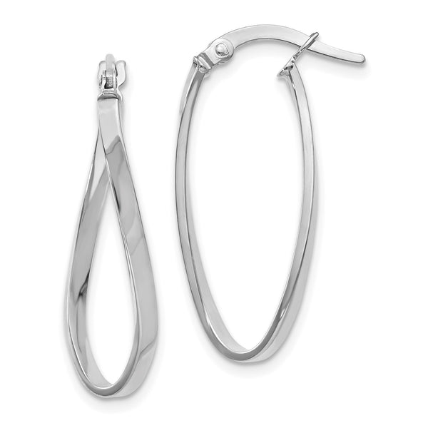 10KT White Gold 26X16MM Hinged Hoop Earrings