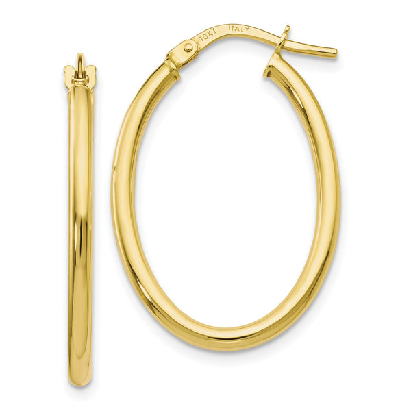 10KT Yellow Gold 26X16MM Hinged Hoop Oval Earrings