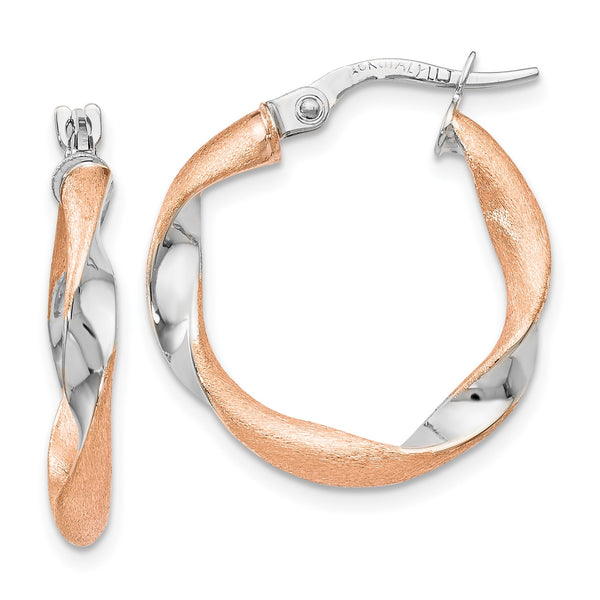 10KT White and Rose Gold 22X20MM Hoop Earrings
