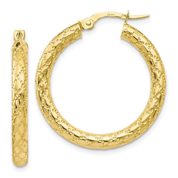 10KT Yellow Gold 26X12MM Hinged Hoop Earrings