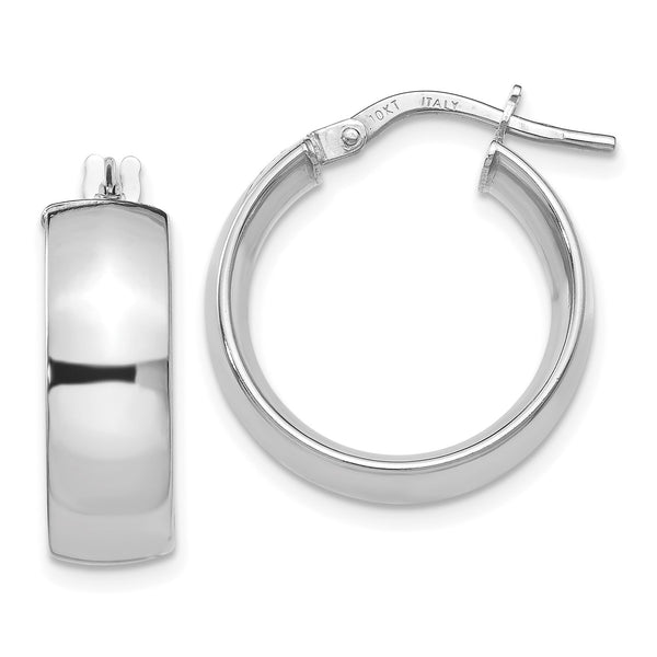 10KT White Gold 20X12MM Hoop Earrings