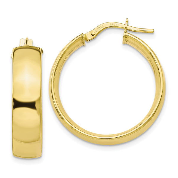 10KT Yellow Gold 25X8MM Hoop Earrings