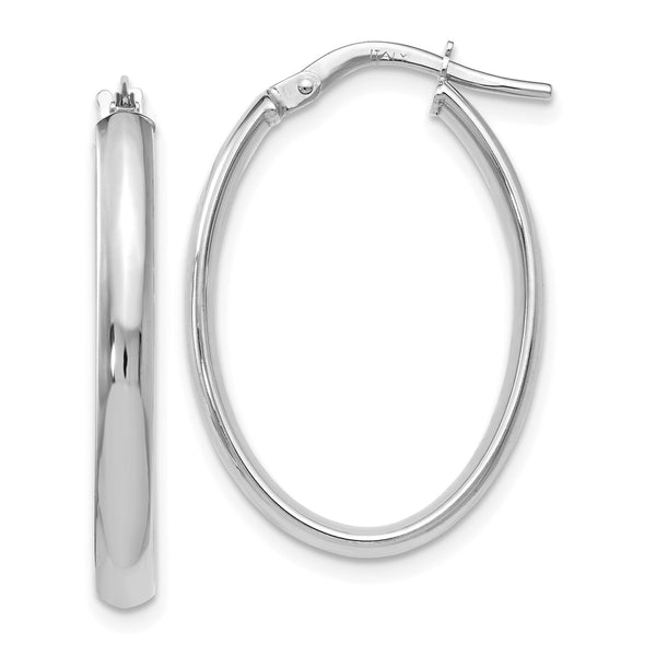 10KT White Gold 27X8MM Hoop Earrings
