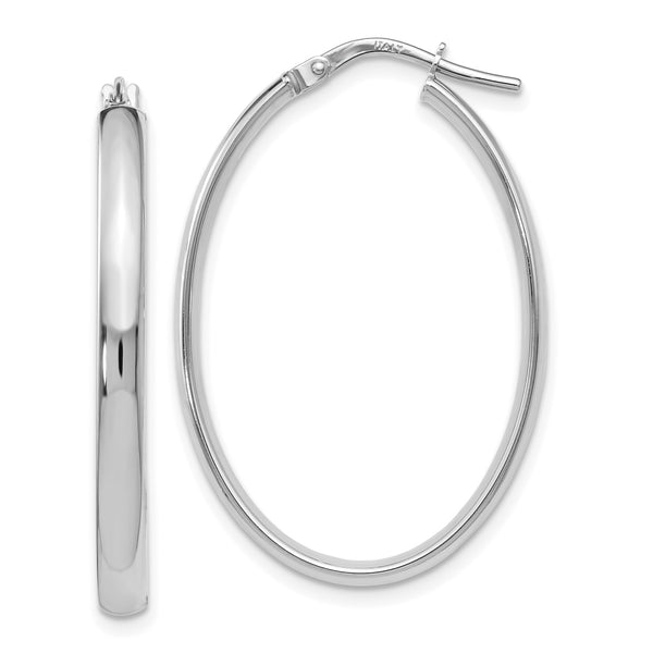 10KT White Gold 34X11MM Hoop Earrings