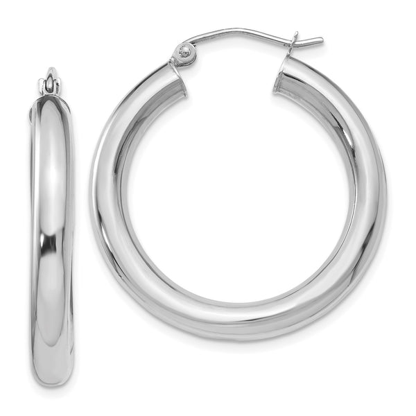10KT White Gold 31X16MM Hoop Earrings