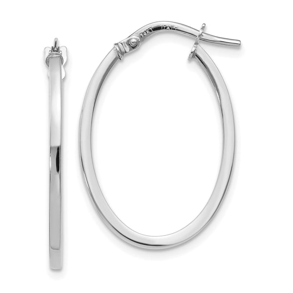 10KT White Gold 27X13MM Hoop Earrings