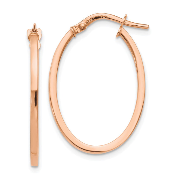 10KT Rose Gold 27X13MM Hoop Earrings