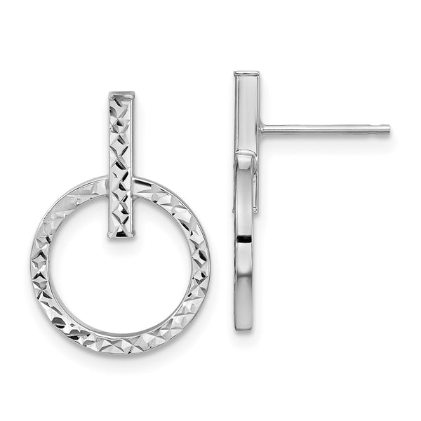 10KT White Gold 20X14MM Drop & Dangle Diamond-cut Earrings