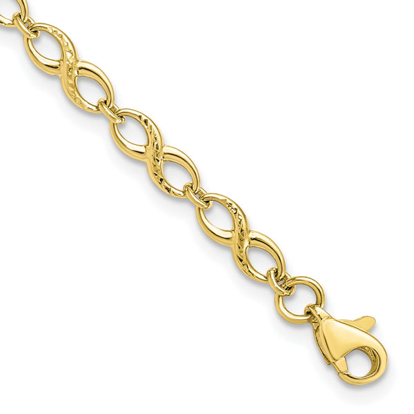10KT Yellow Gold 7" 3MM Diamond-cut Lobster Clasp Bracelet