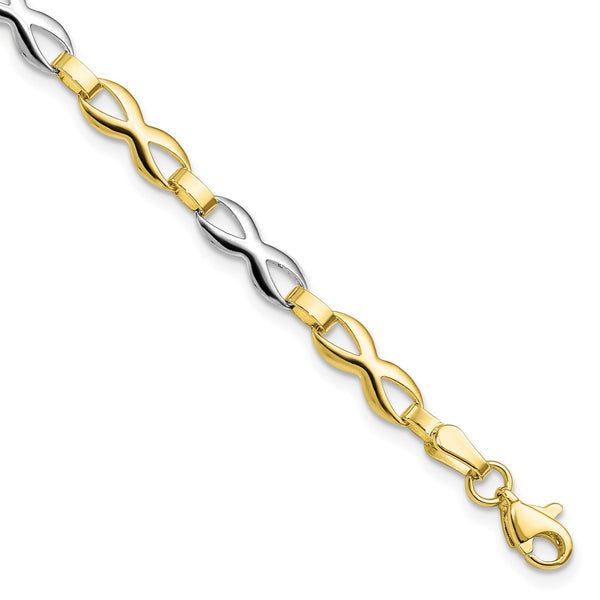 10KT White and Yellow Gold 7.5" 5MM Fancy Lobster Clasp Bracelet