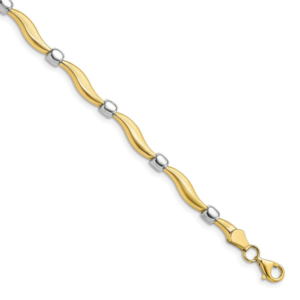 10KT Yellow Gold With Rhodium Plating 7.5" 4MM Fancy Bracelet