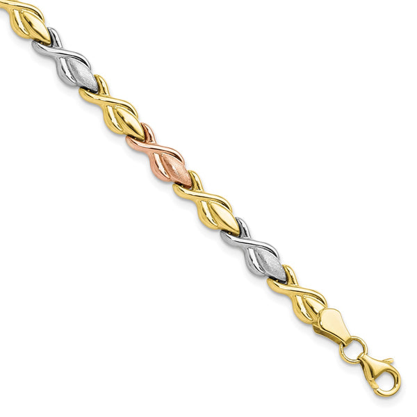 10KT Gold Tri-Color 7.5" Bracelet