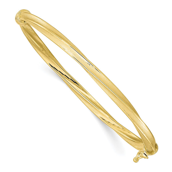 10KT Yellow Gold 4MM Hinged Bangle Bracelet