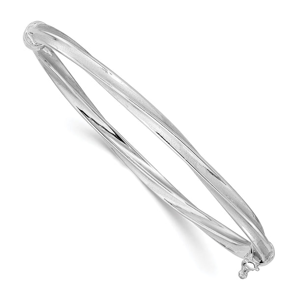 10KT White Gold 4MM Hinged Bangle Bracelet