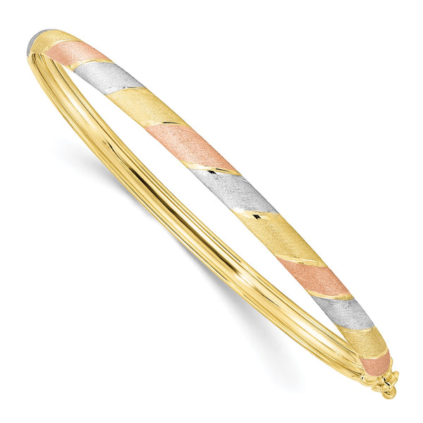 10KT Yellow Gold With Rhodium Plating 3.5MM Hinged Bangle Bracelet