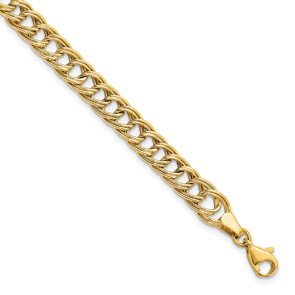 14KT Yellow Gold 7" 7MM Lobster Clasp Fancy Bracelet