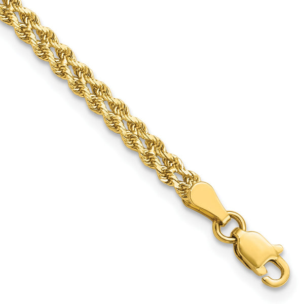 14KT Yellow Gold 8" 3MM Diamond-cut Rope Bracelet