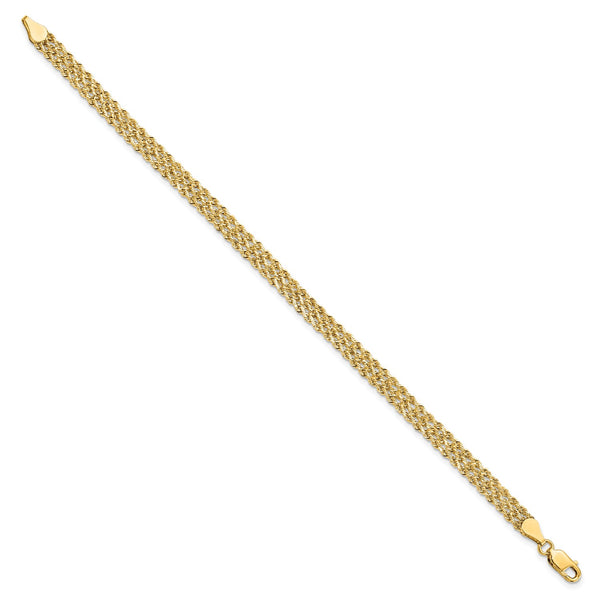 14KT Yellow Gold 7" 4.5MM Diamond-cut Rope Bracelet