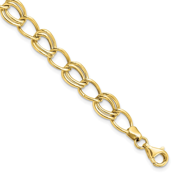 10KT Yellow Gold 7" 8MM Lobster Clasp Flat Curb Bracelet