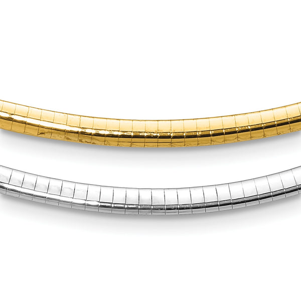 10KT White and Yellow Gold 18" 4MM Reversible Omega Necklace