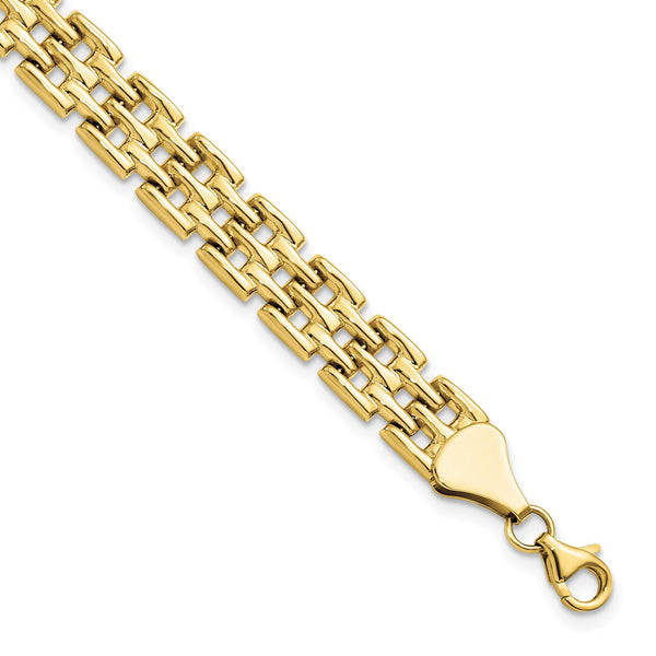 10KT Yellow Gold 7" 8MM Fancy Lobster Clasp Bracelet