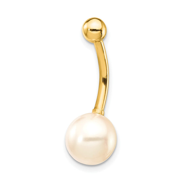 14KT Yellow Gold Pearl 24X8MM Belly Ring