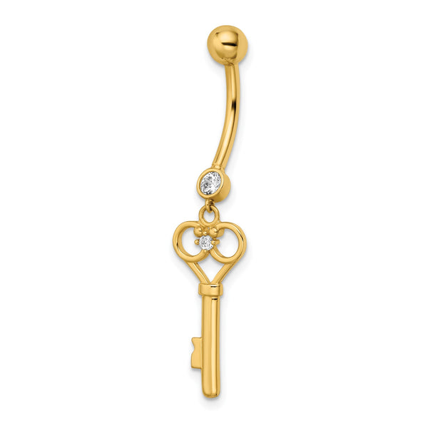 14KT Yellow Gold Cubic Zirconia 41X9MM Belly Ring
